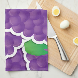 Funky purple grapes tea towel