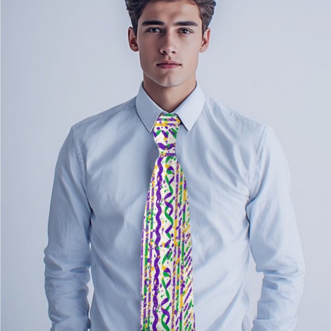 Funky Purple Green Gold Stripes Mardi Gras Festive Tie (Funky Purple Green Gold Stripes Mardi Gras Festive Neck Tie)