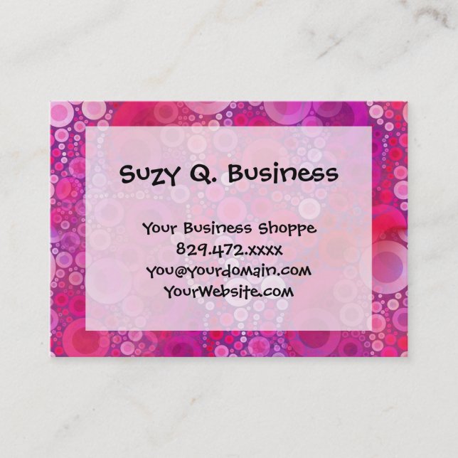 Funky Purple Pink Concentric Circles Girly Pattern Business Card (Front)