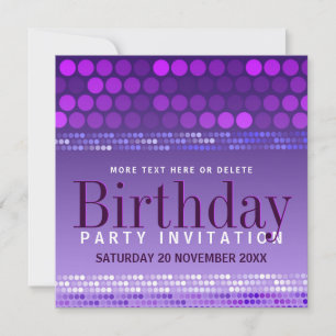 Funky Purple Pink Party Birthday Invitation