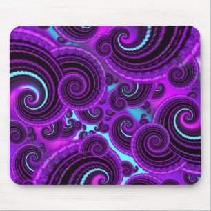 Funky Purple Swirl Fractal Art Pattern Mouse Pad
