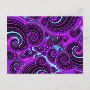 Funky Purple Swirl Fractal Art Pattern Postcard