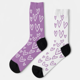 FUNKY PURPLE & WHITE HEARTS MOTHER'S DAY SOCKS