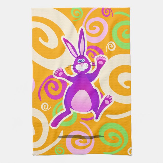 Funky rabbit, kitchen towel (Vertical)