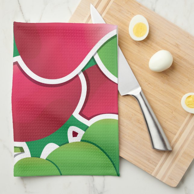 Funky radish tea towel (Quarter Fold)