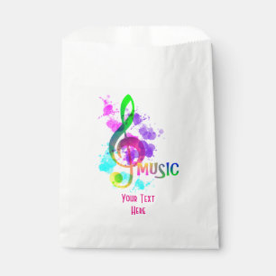 Funky Rainbow Music Note Themed Personalised Favour Bag