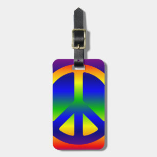 Funky Rainbow Peace Symbol Luggage Tag