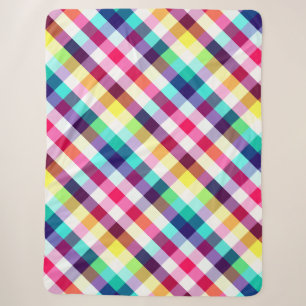 Funky Rainbow Plaid Pattern Large Sherpa Blanket