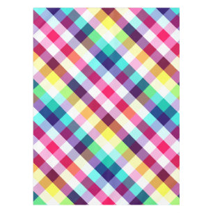 Funky Rainbow Plaid Pattern Small Tablecloth