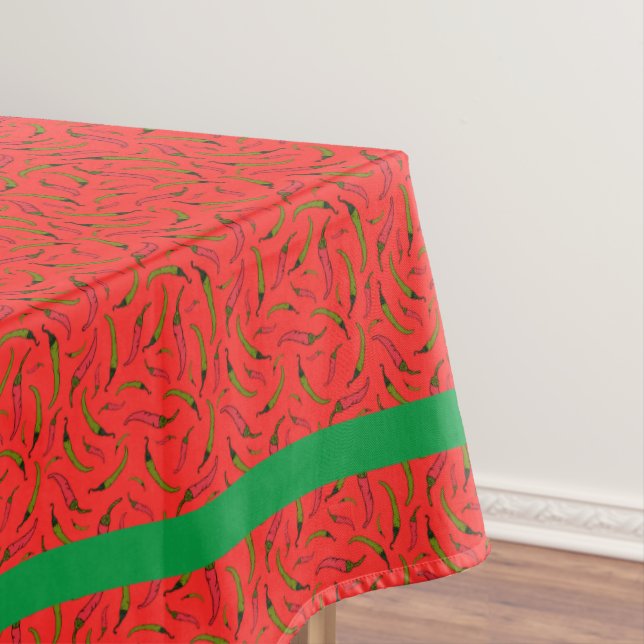Funky Red and Green Chilies Mexican Restaurant Tablecloth (In Situ)