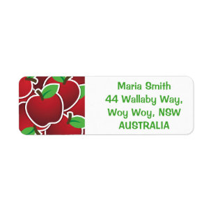Funky red apple return address label