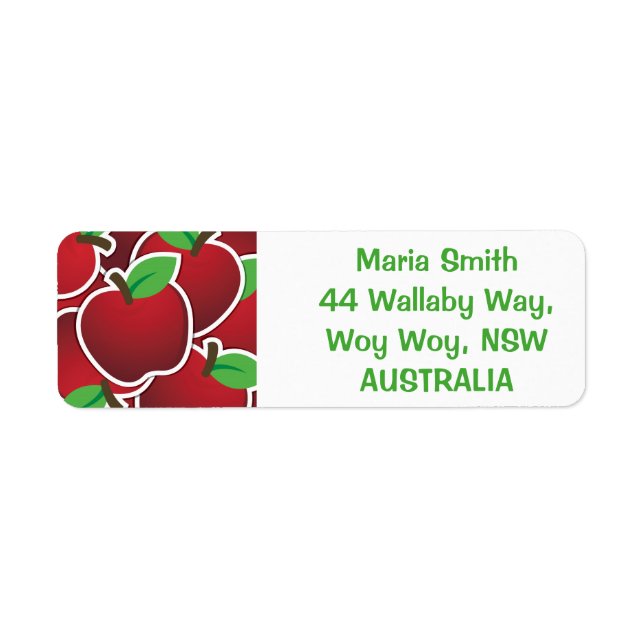 Funky red apple return address label (Front)