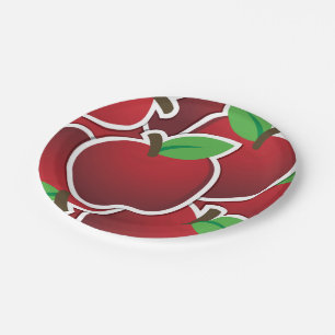 Funky red apples paper plate