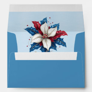 Funky Red Blue White Poinsettia  Envelope
