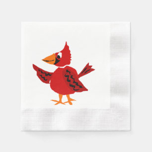 Funky Red Cardinal Bird Art Napkin