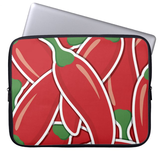 Funky red chilli peppers laptop sleeve (Front)