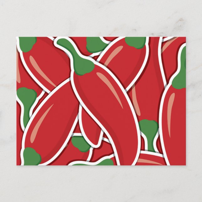 Funky red chilli peppers postcard (Front)