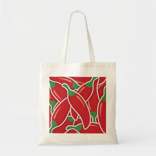 Funky red chilli peppers tote bag