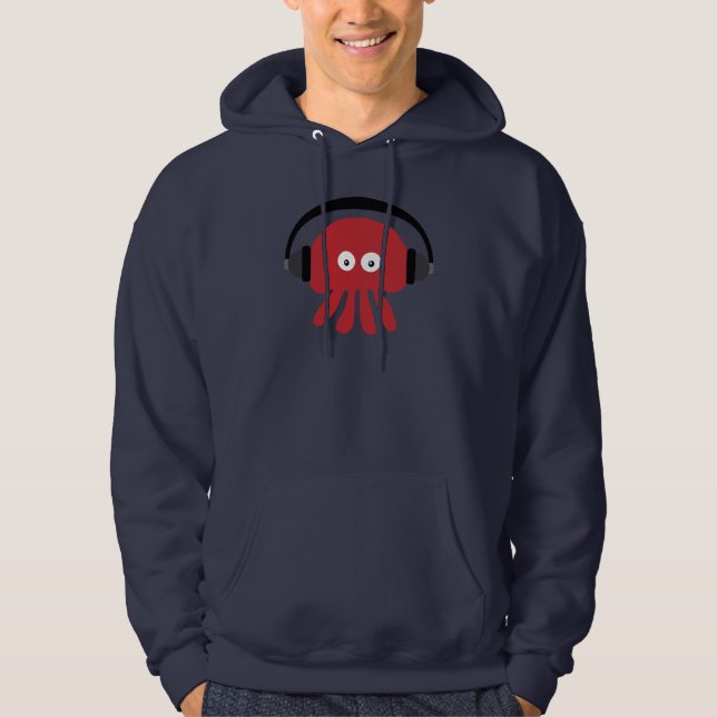 Funky Red DJ Jellyfish Navy Hoody (Front)