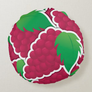 Funky red grapes round cushion