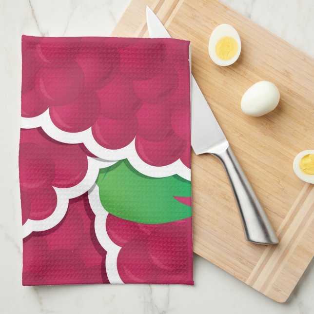 Funky red grapes tea towel (Quarter Fold)