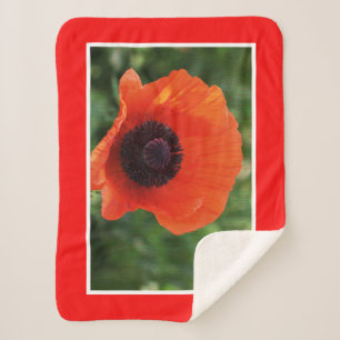 Funky Red Poppy Flower Stylised Throw Blanket