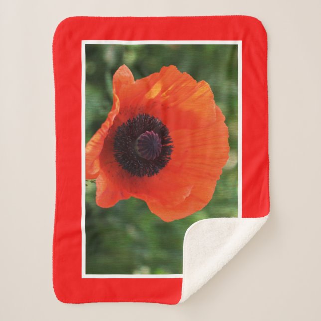 Funky Red Poppy Flower Stylised Throw Blanket (Front)