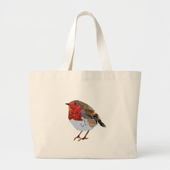 Funky Red Robin Large Tote Bag (Front)