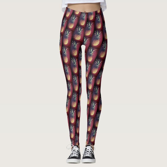 Funky Red Yummy Pineapple Leggings (Front)