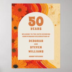Funky Retro 50th Wedding Anniversary Welcome Sign