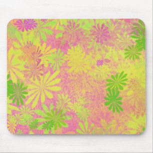 Funky Retro 60's Flowers Mouse Pad