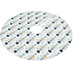 Funky Retro Abstract Christmas Tree Mid Century Brushed Polyester Tree Skirt