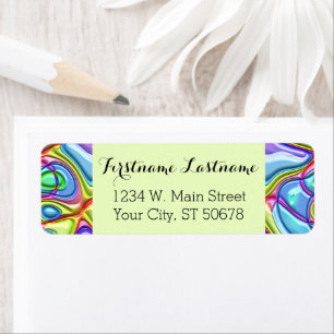 Funky Retro Abstract Colourful Swirl Waves Pattern Return Address Label