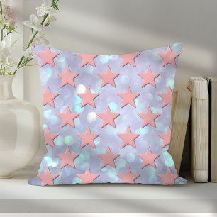 Funky Retro Abstract Pink Stars with Shimmer Cushion