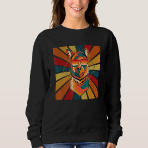 Funky Retro Alpaca With Sunglasses Colourful Desig Sweatshirt