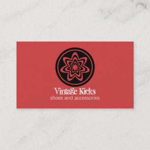 Funky Retro Bloom Business Card, Red Card