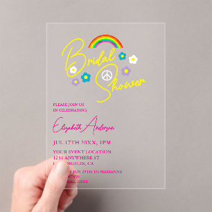Funky Retro Bridal Shower Acrylic Invitations
