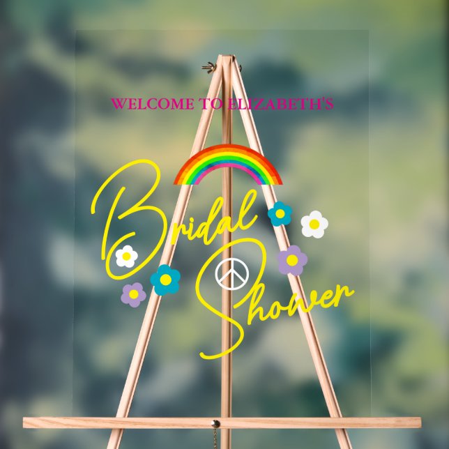 Funky Retro Bridal Shower Acrylic Sign (Neutral)