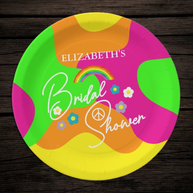 Funky Retro Bridal Shower Paper Plate (Creator Uploaded)