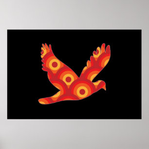 Funky Retro Circles Eagle Poster