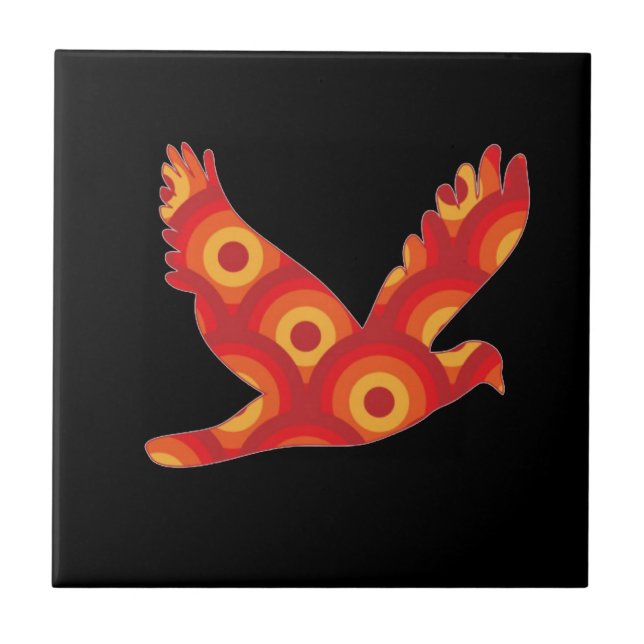 Funky Retro Circles Eagle Tile (Front)