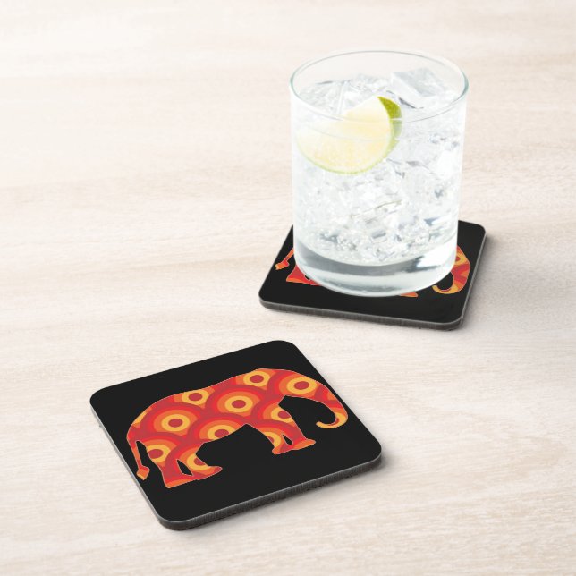 Funky Retro Circles Elephant Coaster (Right Side)