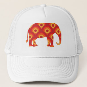 Funky Retro Circles Elephant Trucker Hat