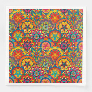 Funky Retro Colourful Mandala Pattern Napkin