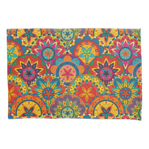 Funky Retro Colourful Mandala Pattern Pillowcase