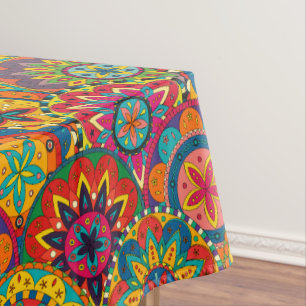 Funky Retro Colourful Mandala Pattern Tablecloth