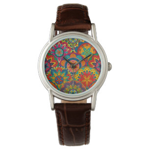 Funky Retro Colourful Mandala Pattern Watch