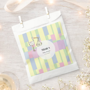 Funky Retro Cubism Stork Delivery Baby Shower Favour Bag
