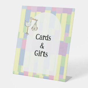 Funky Retro Cubism Stork Delivery Cards & Gifts Pedestal Sign