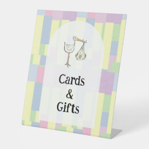 Funky Retro Cubism Stork Delivery Cards & Gifts Pedestal Sign